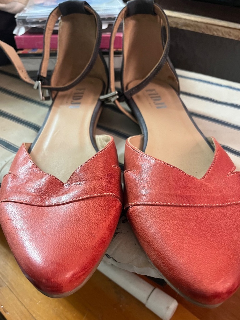 Fidji flats ankle strap red and black 10 41 - Picture 6 of 6